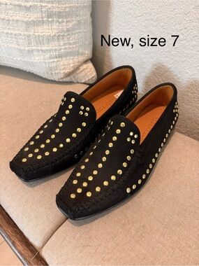 Black Studded Women’s Loafers - Size 7